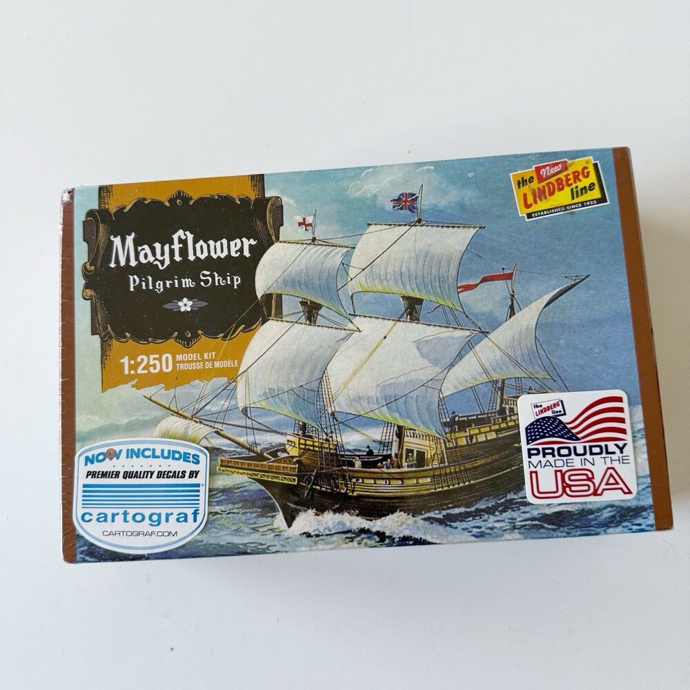 Lindberg HL215 1/250 Scale Mayflower Pilgrim Ship Plastic Model Kit New Sealed